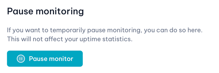 Pause a monitor from the monitor settings page